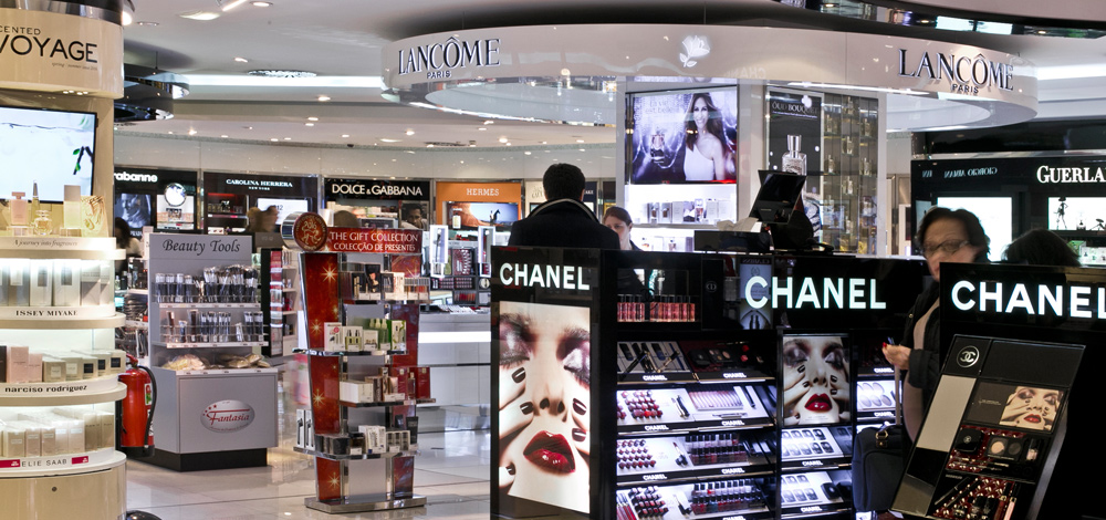 Shoppers in the cosmetics duty free section at Malaga Airport in Spain  Stock Photo  Alamy